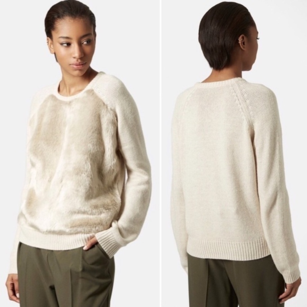Topshop Faux Fur & Angora Cream Sweater